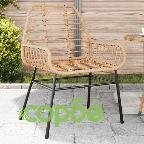 Градински столове, 2 бр, кафяв, полиратан ➤ топ цена ➤ sorbe.bg