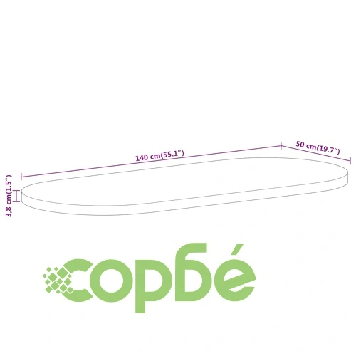 Плот за маса, 140x50x3,8 см, овален, масивно дърво манго ➤ топ цена ➤ sorbe.bg