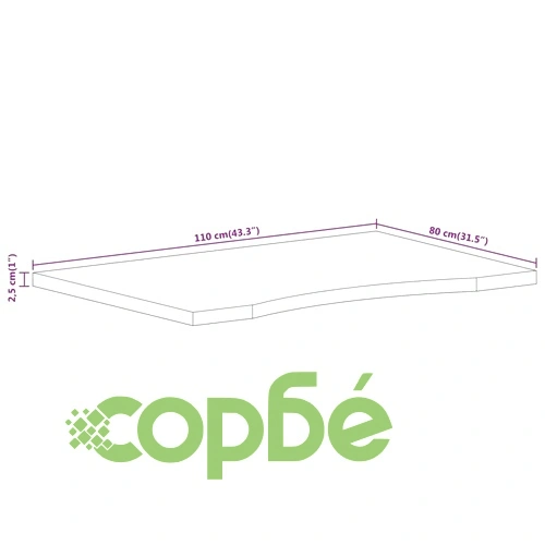 Плот за бюро с извивка 110x80x2,5 см грубо мангово дърво масив ➤ топ цена ➤ sorbe.bg