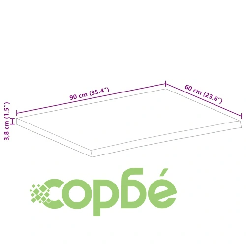 Плот за маса, жив ръб, 90x60x3,8 см, масивно дърво манго ➤ топ цена ➤ sorbe.bg