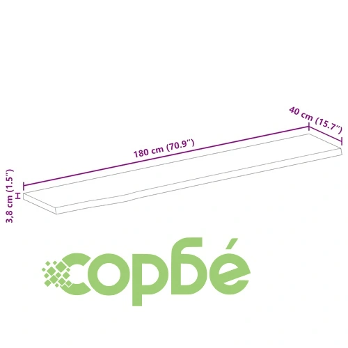 Плот за маса, жив ръб, 180x40x3,8 см, масивно дърво манго ➤ топ цена ➤ sorbe.bg