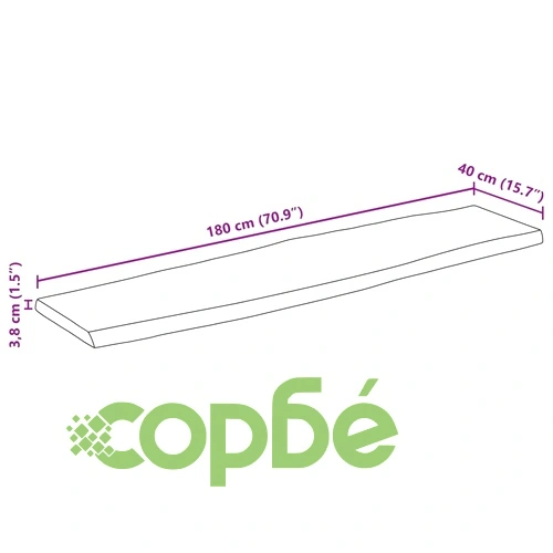 Плот за маса, жив ръб, 180x40x3,8 см, масивно дърво грубо манго ➤ топ цена ➤ sorbe.bg