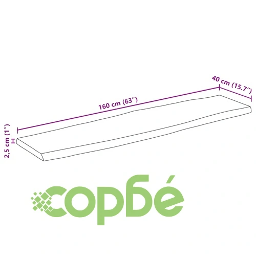 Плот за маса, 160x40x2,5 см, жив ръб, масивно дърво манго ➤ топ цена ➤ sorbe.bg