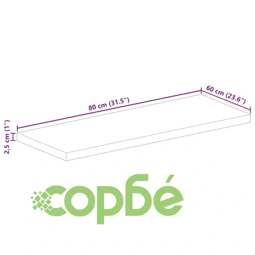 Плот за маса, 80x60x2,5 см, правоъгълен, акация масив ➤ топ цена ➤ sorbe.bg