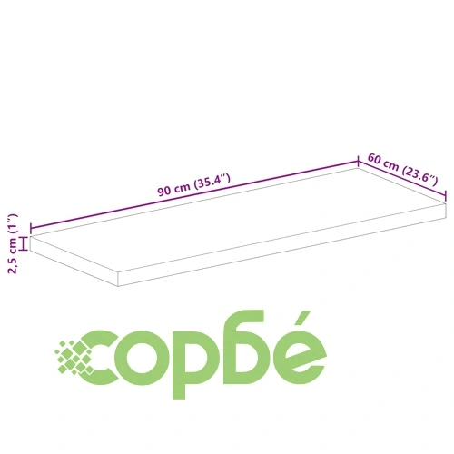 Плот за маса, 90x60x2,5 см, правоъгълен, акация масив ➤ топ цена ➤ sorbe.bg