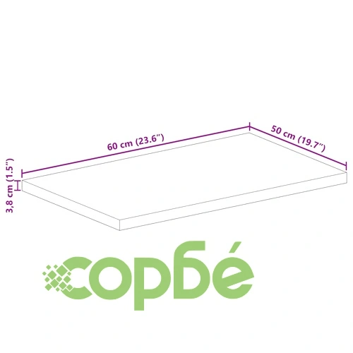 Плот за маса, 60x50x3,8 см, правоъгълен, акация масив ➤ топ цена ➤ sorbe.bg