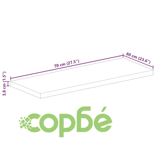 Плот за маса, 70x60x3,8 см, правоъгълен, акация масив ➤ топ цена ➤ sorbe.bg