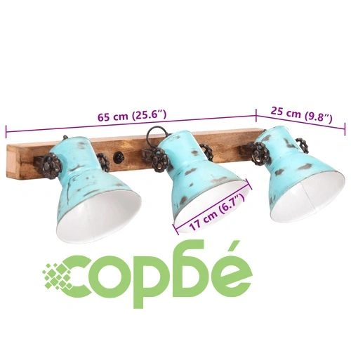 Стенна лампа 25 W състарено синьо 65x25 см E27 ➤ топ цена ➤ sorbe.bg
