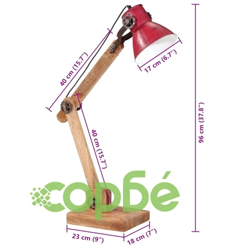 Настолна лампа 25 W състарено червено 23x18x96 см E27 ➤ топ цена ➤ sorbe.bg