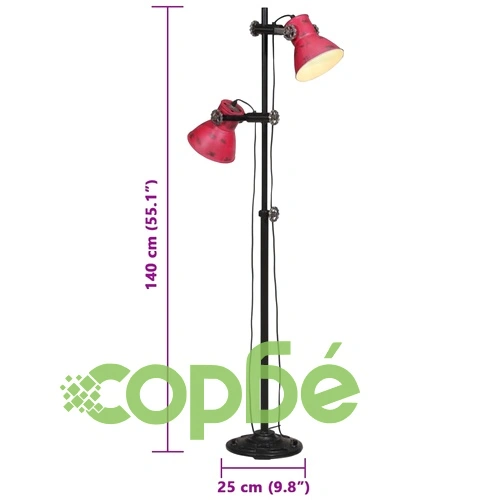 Подова лампа 25 W винтидж състарено червено 25x25x90/140 см E27 ➤ топ цена ➤ sorbe.bg