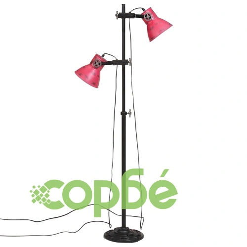 Подова лампа 25 W винтидж състарено червено 25x25x90/140 см E27 ➤ топ цена ➤ sorbe.bg