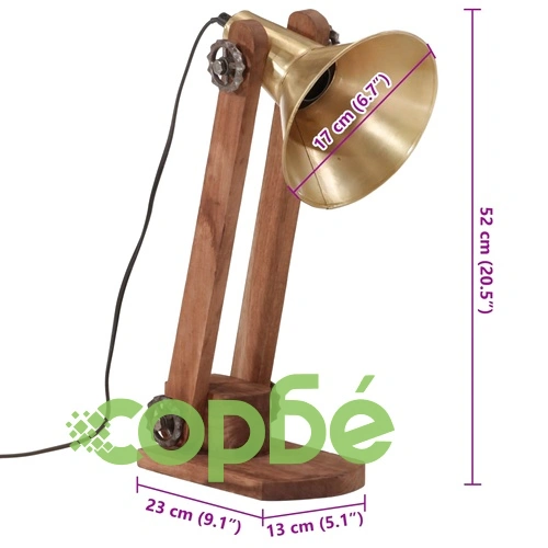 Настолна лампа 25 W, античен месинг, 23x13x52 см, E27 ➤ топ цена ➤ sorbe.bg