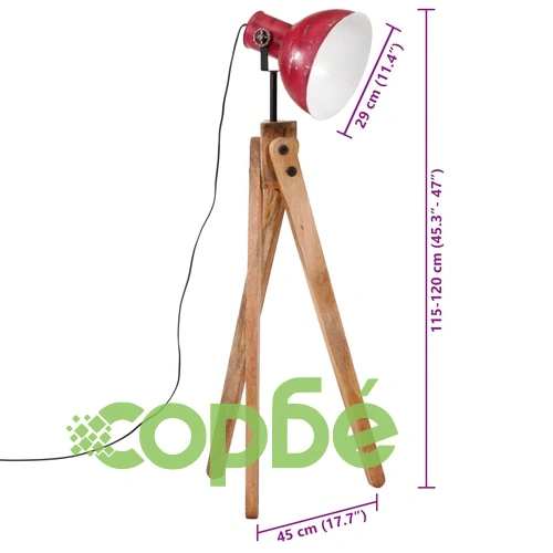 Подова лампа 25 W винтидж състарено червено 45x45x120 см E27 ➤ топ цена ➤ sorbe.bg