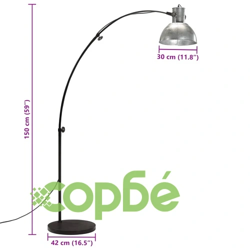 Подова лампа, 25 W, винтидж, сребриста, 150 см, E27 ➤ топ цена ➤ sorbe.bg