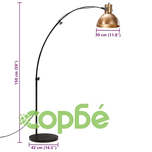Подова лампа, 25 W, античен месинг, 150 см, E27 ➤ топ цена ➤ sorbe.bg
