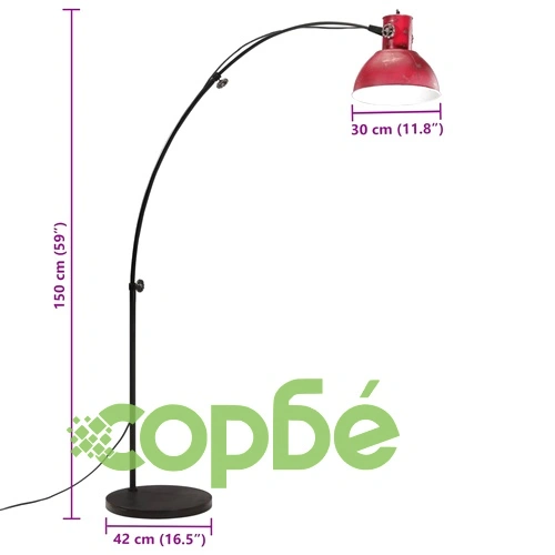Подова лампа 25 W винтидж състарено червено 150 см E27 ➤ топ цена ➤ sorbe.bg