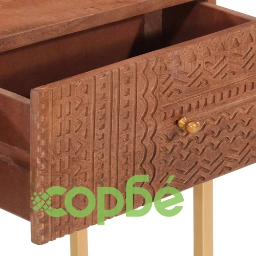 Конзолна маса, 90x30x76 cм, мангово дърво масив и желязо ➤ топ цена ➤ sorbe.bg