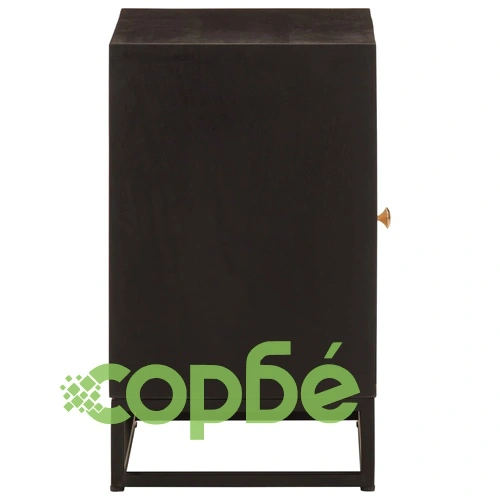 Нощно шкафче, черно, 40x30x50 см, мангово дърво масив и желязо ➤ топ цена ➤ sorbe.bg