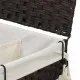 Кош за пране с колела, тъмнокафяв, 60x35x60,5 см, ратан
