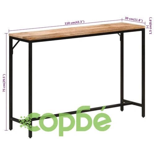 Конзолна маса, 110x30x75 cм, мангово дърво масив и желязо ➤ топ цена ➤ sorbe.bg