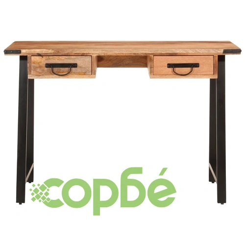 Бюро с чекмеджета 105x55x70 см мангово дърво масив и желязо ➤ топ цена ➤ sorbe.bg