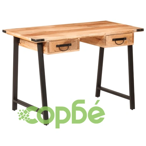 Бюро с чекмеджета 105x55x70 см мангово дърво масив и желязо ➤ топ цена ➤ sorbe.bg