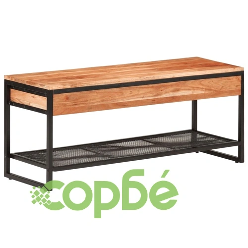 Пейка за обувки 110x35x45 см масивно дърво акация и желязо ➤ топ цена ➤ sorbe.bg