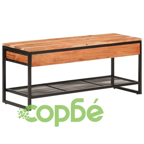 Пейка за обувки 110x35x45 см масивно дърво акация и желязо ➤ топ цена ➤ sorbe.bg