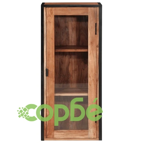 Стенен шкаф за баня 40x30x90 см масивно акациево дърво и желязо ➤ топ цена ➤ sorbe.bg