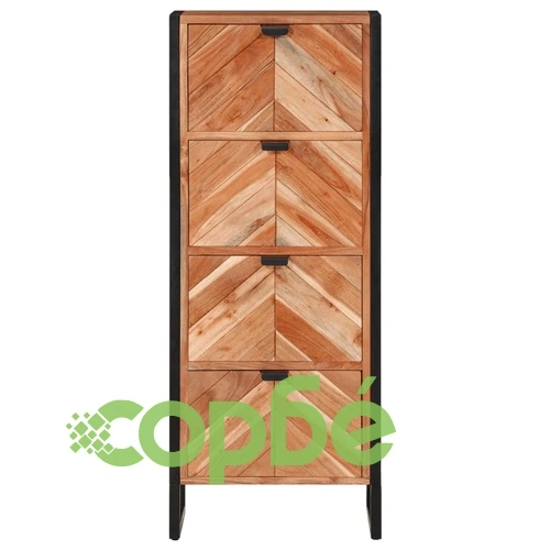 Шкаф за баня 40x30x100 см масивно акациево дърво и желязо ➤ топ цена ➤ sorbe.bg