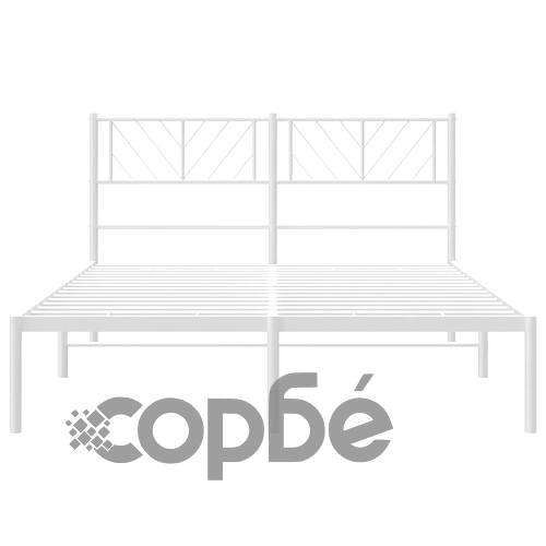 Метална рамка за легло с горна табла, бяла, 120x200 см ➤ топ цена ➤ sorbe.bg