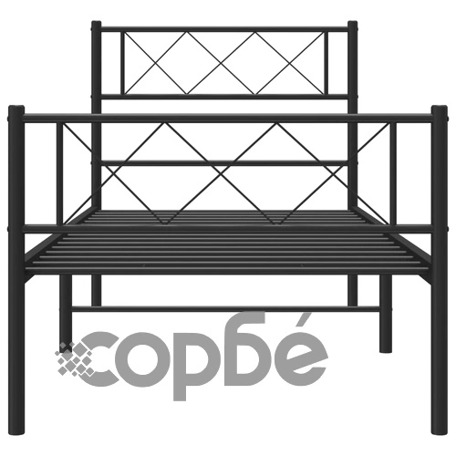 Метална рамка за легло с горна и долна табла, черна, 100x200 см ➤ топ цена ➤ sorbe.bg