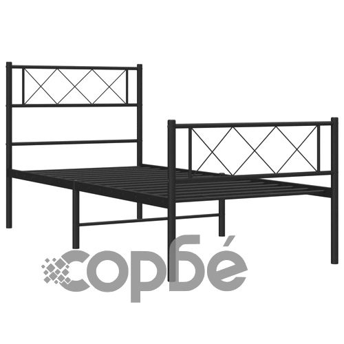 Метална рамка за легло с горна и долна табла, черна, 100x200 см ➤ топ цена ➤ sorbe.bg