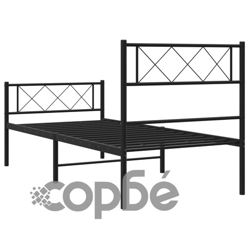 Метална рамка за легло с горна и долна табла, черна, 100x200 см ➤ топ цена ➤ sorbe.bg