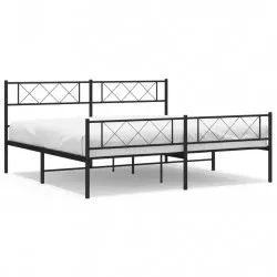 Метална рамка за легло с горна и долна табла, черна, 200x200 см