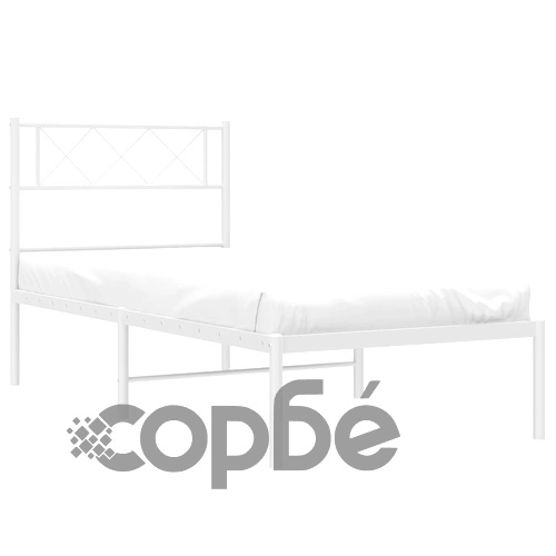 Метална рамка за легло с горна табла, бяла, 90x200 см ➤ топ цена ➤ sorbe.bg