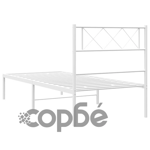 Метална рамка за легло с горна табла, бяла, 90x200 см ➤ топ цена ➤ sorbe.bg