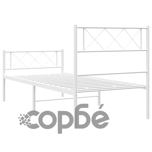 Метална рамка за легло с горна и долна табла, бяла, 100x200 см ➤ топ цена ➤ sorbe.bg