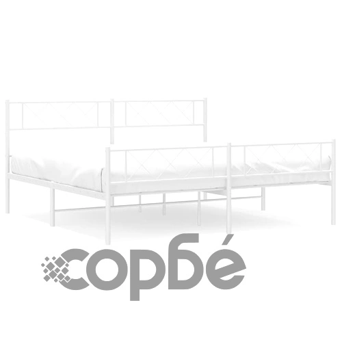 Метална рамка за легло с горна и долна табла, бяла, 183x213 см ➤ топ цена ➤ sorbe.bg