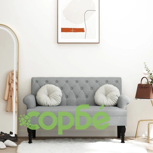Пейка с облегалка, светлосива, 120x62x75,5 см, плат ➤ топ цена ➤ sorbe.bg
