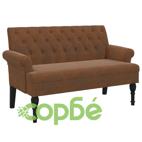 Пейка с облегалка, кафява, 120x62x75,5 см, изкуствен велур ➤ топ цена ➤ sorbe.bg