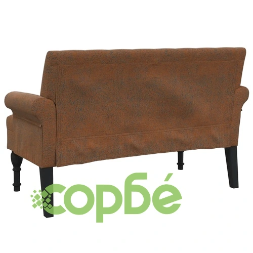 Пейка с облегалка, кафява, 120x62x75,5 см, изкуствен велур ➤ топ цена ➤ sorbe.bg