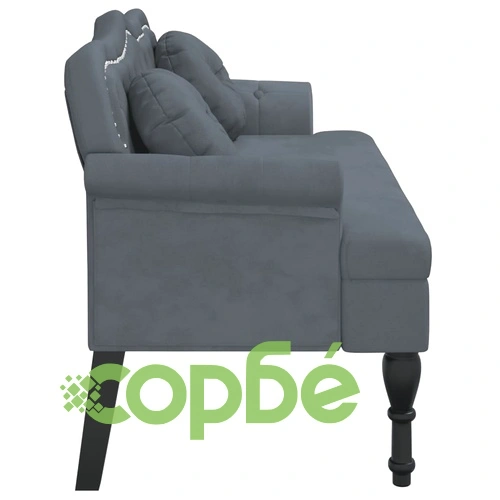 Пейка с възглавници, тъмносива, 120,5x65x75 см, кадифе ➤ топ цена ➤ sorbe.bg