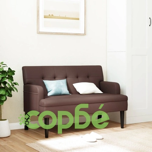 Пейка с облегалка, кафява, 112x65,5x75 см, изкуствена кожа ➤ топ цена ➤ sorbe.bg
