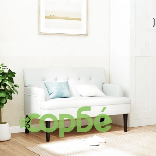 Пейка с облегалка, бяла, 112x65,5x75 см, изкуствена кожа ➤ топ цена ➤ sorbe.bg