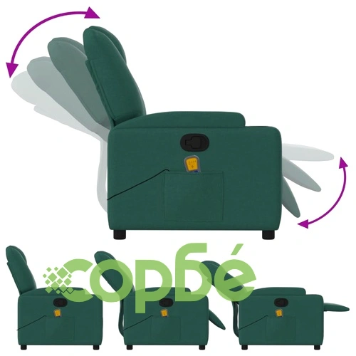 Масажен наклоняем стол, тъмнозелен, текстил ➤ топ цена ➤ sorbe.bg