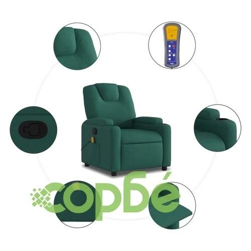 Масажен наклоняем стол, тъмнозелен, текстил ➤ топ цена ➤ sorbe.bg