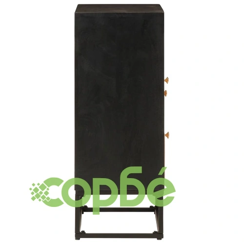 Бюфет, черен, 55x30x76 см, мангово дърво масив и желязо ➤ топ цена ➤ sorbe.bg