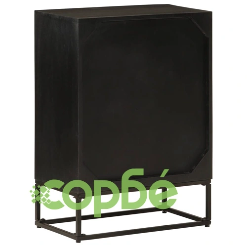 Бюфет, черен, 55x30x76 см, мангово дърво масив и желязо ➤ топ цена ➤ sorbe.bg