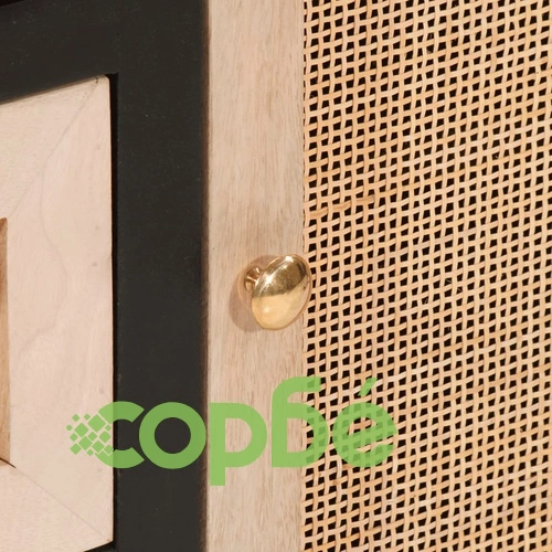 Бюфет, черен, 55x30x76 см, мангово дърво масив и желязо ➤ топ цена ➤ sorbe.bg